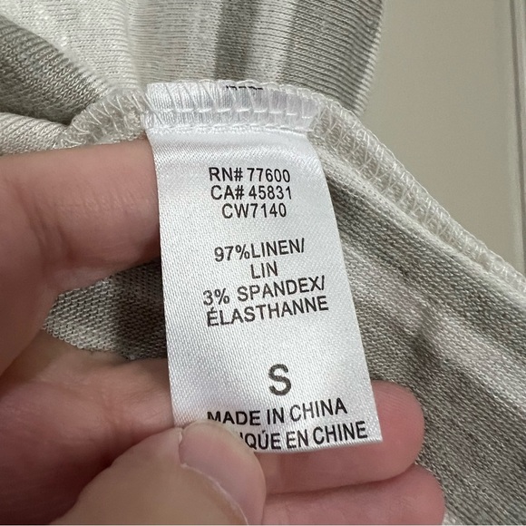Chaser Small Linen Blend Gray White Stripe Short Sleeve Shirt NWT P1 - Picture 5 of 6